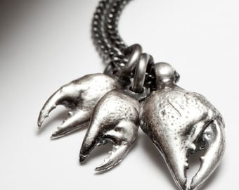 Mini Crab Claws: sterling silver necklace, cancer zodiac - RedSofa jewelry