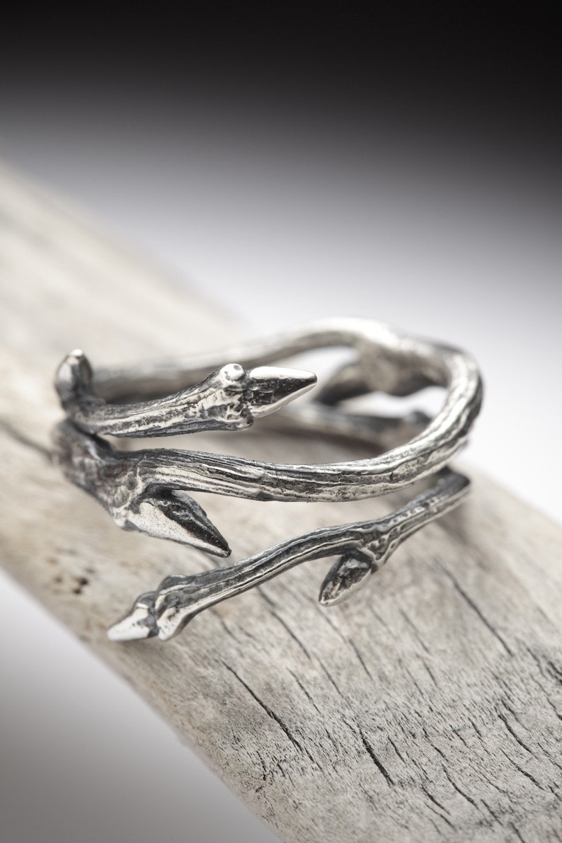 Elvish Twine stacking ring dark sterling silver twig ring RedSofa jewelry image 1