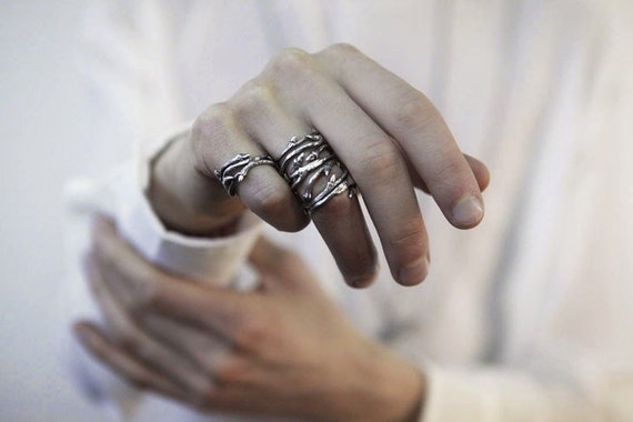 Elvish Twine Sterling Silver Twig Ring - Stacking Ring