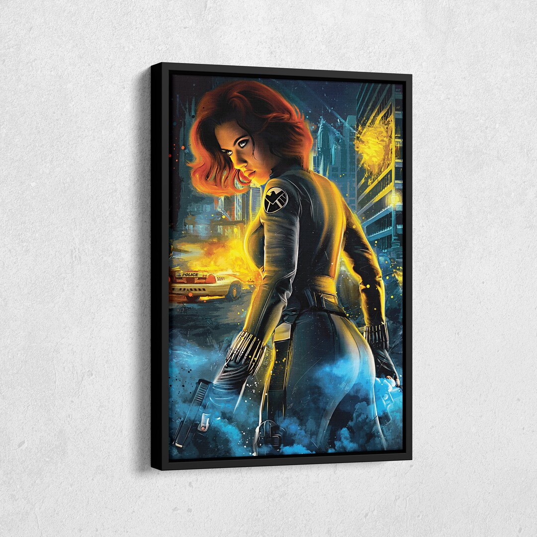 Black Widow Poster Painting Marvel Comics Wall Art Home Decor Hand Made ...