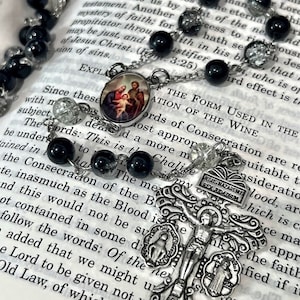 Handmade Catholic Rosary, Rosary, Prayer Beads, Glass Beads, Gift, Prayer, Catholic, Holy Family, Saint Benedict, Miraculous Medal, Crucifix