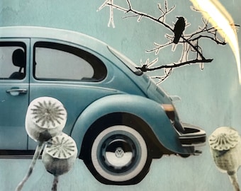 original resin painting- 8x8 inch Blue Bug