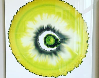 Mixed Media on Metal- Lime Geode