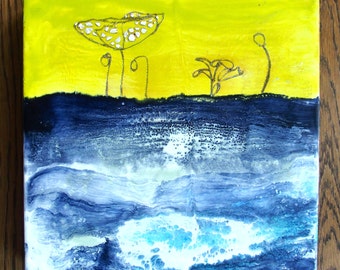 Original encaustic painting- Bloom