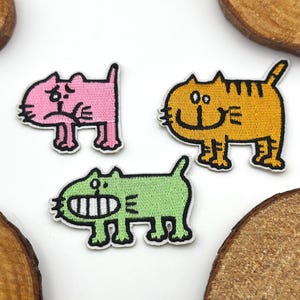 Cute Cartoon Funny Cats iron on patch 3pc Set,embroidered patch, aesthetic patch, for jacket/bags/DIY projects for kids/cat lovers