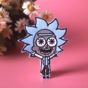 Rick en Morty-patch, cartoonpatch, opstrijkbare patch, geborduurde patch, grappige patch, esthetische patch, voor jas, stoffen
