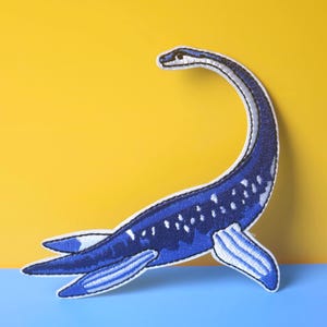 Plesiosaur dinosaur patch, iron on patch ,embroidered patch, funny patch, aesthetic patch, for jacket/bags/DIY projects