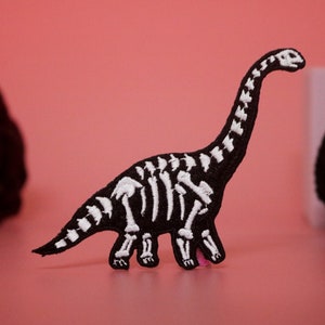 skeleton brachiosaurus patch, dinosaur patch, iron on patch, embroidered patch, funny patch, aesthetic patch, for jacket,applique