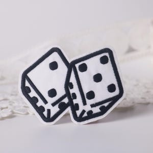 Dice Iron On Patch: Embroidered Applique for Jacket