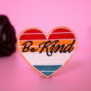 be kind rainbow heart patch, iron on patch, embroidered patch, funny patch, aesthetic patch, for jacket,applique