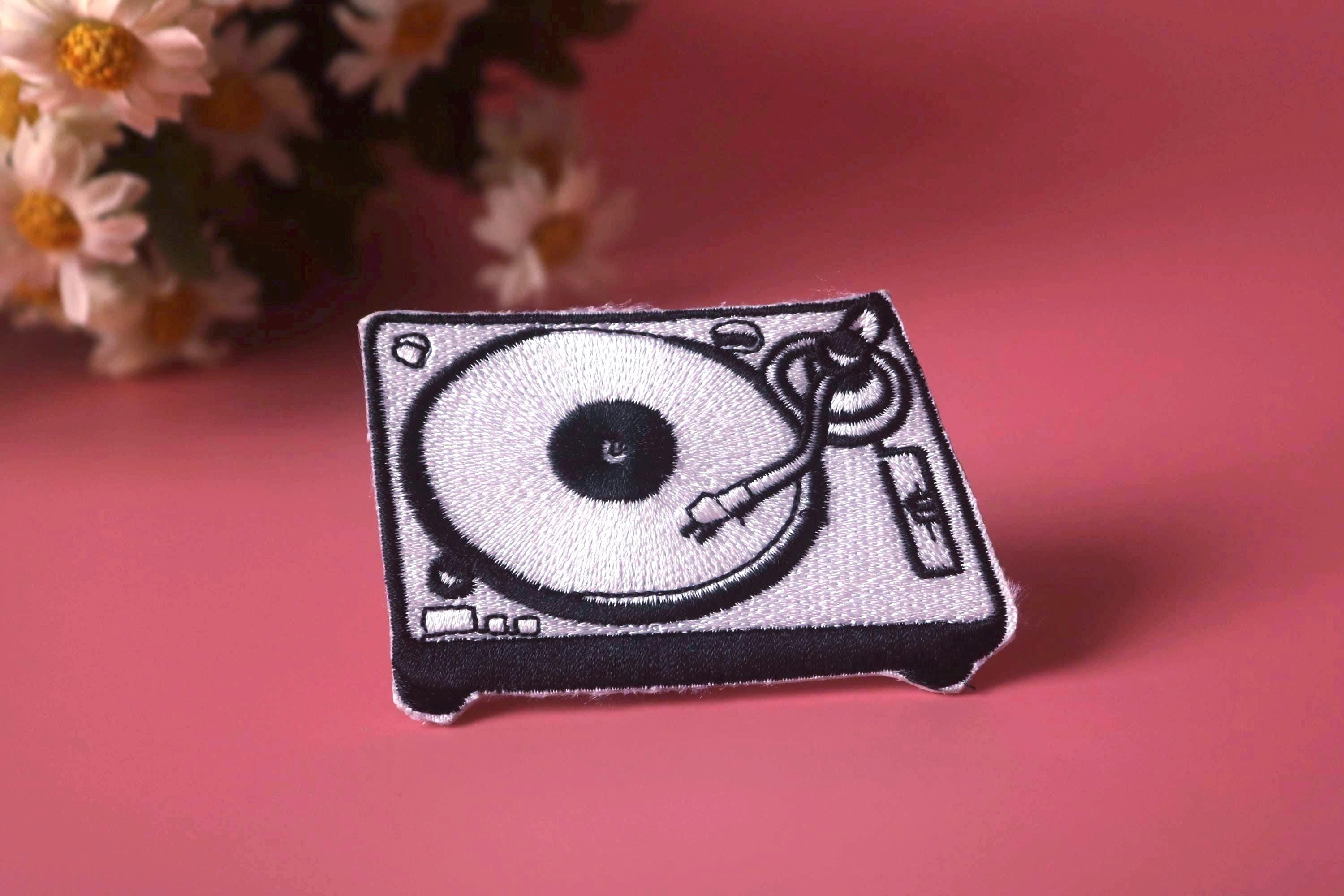 ビニールパッチ、ビニールレコードプレーヤーパッチ、アイロンパッチ、刺繍パッチ、面白いパッチ、美しいパッチ、ジャケット用、アップリケ