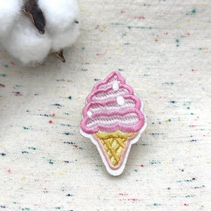Pink Ice Cream iron on patch, embroidered patch, funny patch, aesthetic patch/applique for jacket/hat/DIY project/denim/kids clothes