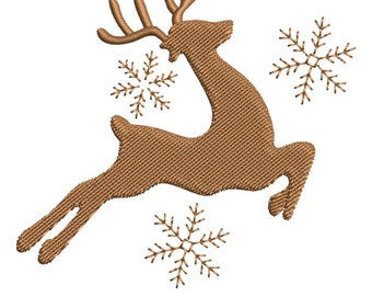 Ciervo navideño bordado - Reno de invierno bordado a máquina - 6 tamaños - Descarga instantánea - Archivos de bordado digital - Diseños navideños
