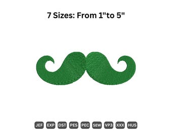 Bigote bordado de San Patricio - Diseño de bigote irlandés bordado a máquina - Descarga instantánea - 7 tamaños - Archivos Pes Dst Exp Hus