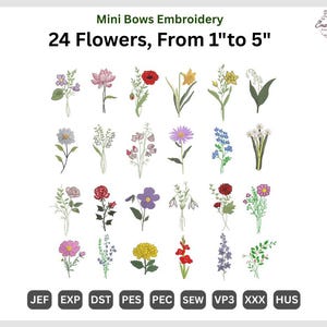 Flowers Machine Embroidery - 24 Birth Month Flowers Embroidery Designs - Digital Embroidery -Instant Download - 6 Sizes- Pes Dst Exp Jef Vp3
