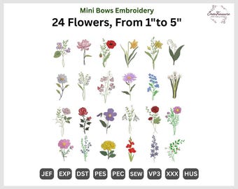Flowers Machine Embroidery - 24 Birth Month Flowers Embroidery Designs - Digital Embroidery -Instant Download - 6 Sizes- Pes Dst Exp Jef Vp3