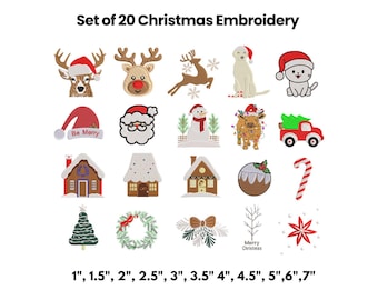Diseños de bordado navideño - Paquete de 20 bordados navideños - Descarga instantánea - Bordado a máquina - Patrón navideño de invierno - Archivo digital