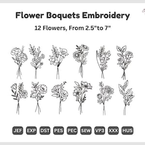 Geburtsblumen Stickerei - 12 Monate Blumen Maschinenstickerei Bundle - Sofortiger Download -5 Größen - Gliederkette Digital Wildflower-Pes Dst Files