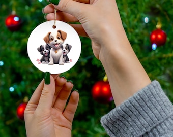 Cute 3D Dogs 5 Ceramic Ornament