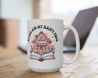 Books Are My Happy Place Ceramic Mug, 15oz