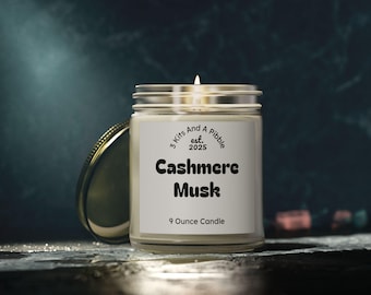 Cashmere Musk Scented Candle, Coconut Apricot Wax, 9oz