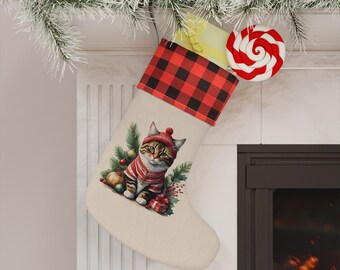 Tabby Cat in Winter Clothing Christmas Stocking