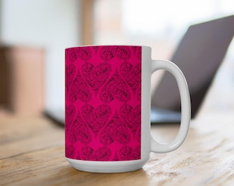 Love and Roses Hearts 2 Ceramic Mug, 15oz