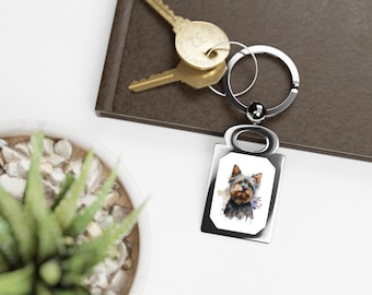 Watercolor Yorkshire Terrier 1 Rectangle Keyring