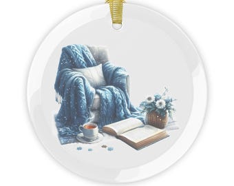 Cozy Winter Reading Glass Ornament