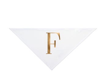 Gold Foil Letter F Pet Bandana