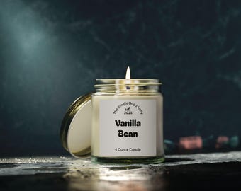 Vanilla Bean Scented Candle, Coconut Apricot Wax, 4oz