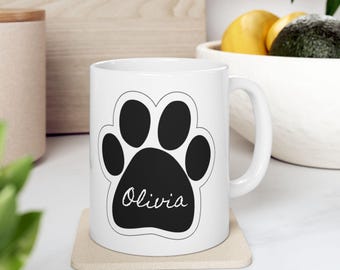 Olivia Women's Name in Pawprint Mug, 11oz