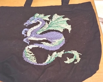Fantasy Sea Dragon Embroidered Tote Bag