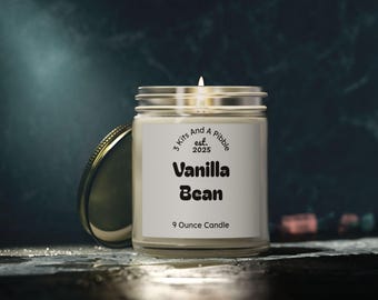 Vanilla Bean Scented Candle, Coconut Apricot Wax, 9oz