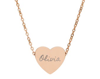 Olivia Women's Name Heart Necklace, Engraved