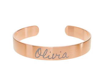 Olivia Women's Name Cuff Bracelet, Engraved