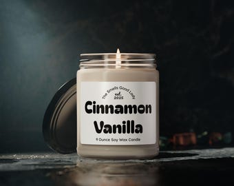 Cinnamon Vanilla Scented Soy Candle, 9oz