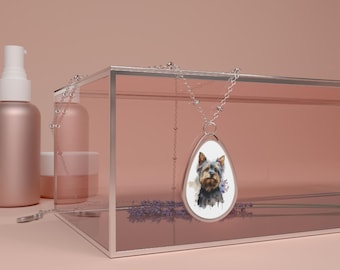 Watercolor Yorkshire Terrier 1 Oval Necklace