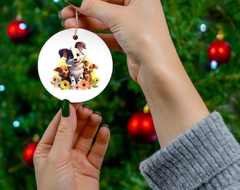 Cute 3D Dogs 1 Ceramic Ornament