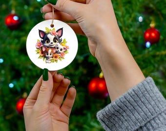 Cute 3D Dogs 3 Ceramic Ornament
