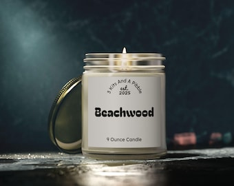 Beachwood Scented Candle, Coconut Apricot Wax, 9oz