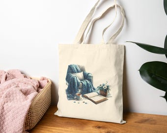 Cozy Winter Reading Canvas Tote Bag