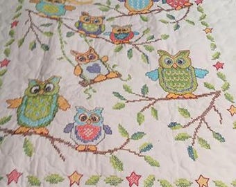 Owls In A Tree Baby Quilt