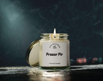 Fraser Fir Scented Candle, Coconut Apricot Wax, 4oz