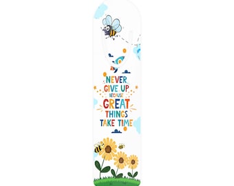 Never Give Up Motivational Bookmark