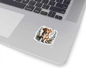Puppy With Wreath Kiss-Cut Stickers