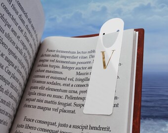 Letter V Gold Foil Monogram Initial Bookmark