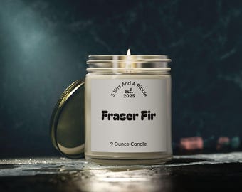 Fraser Fir Scented Candle, Coconut Apricot Wax, 9oz