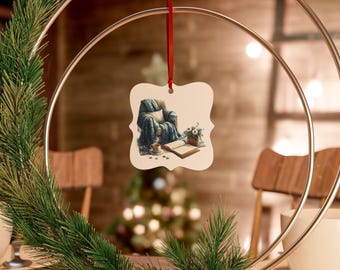 Cozy Winter Reading Square Aluminum Ornament