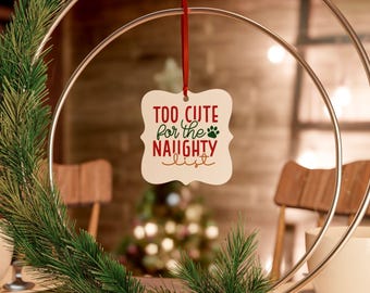Too Cute For The Naughty List Square Aluminum Ornament